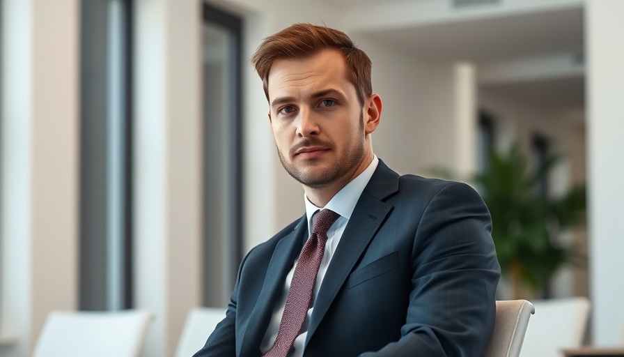 Professional young man in a suit discussing Super Bowl advertising.