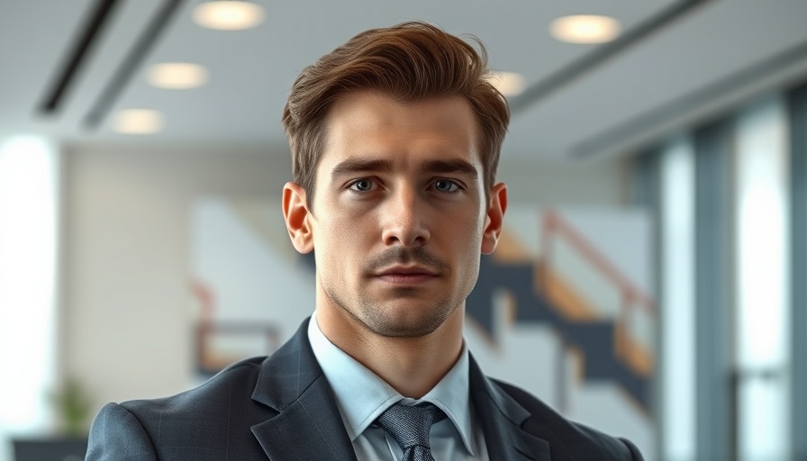 Young male professional in a suit in a modern office setting