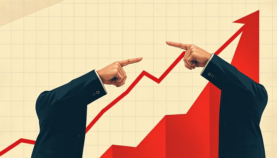 Abstract illustration of hands pointing at a business graph line representing startups and partnerships.