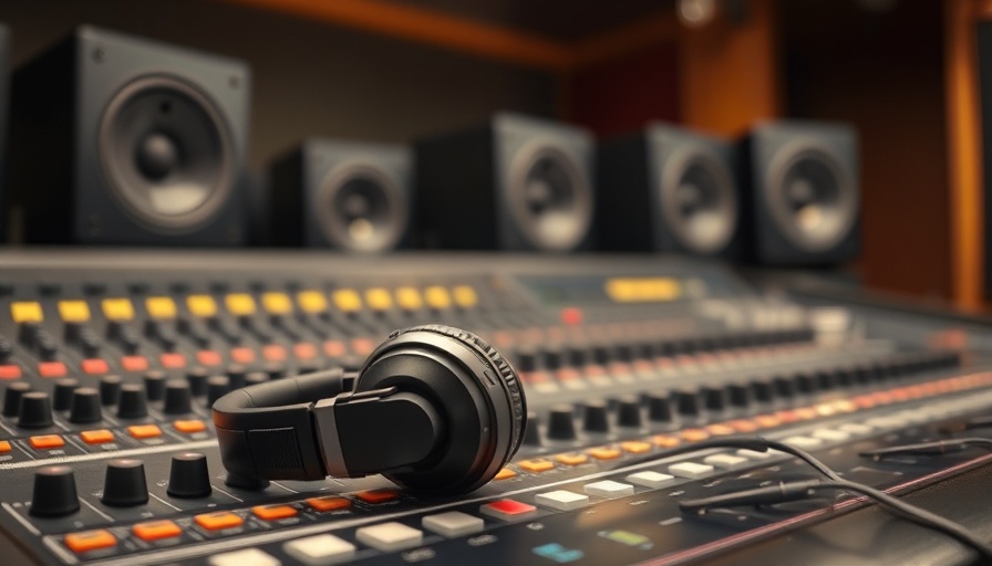 Studio headphones on audio console representing remastered music.