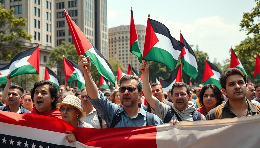 Protesters at a Pro-Palestinian protest in city square.