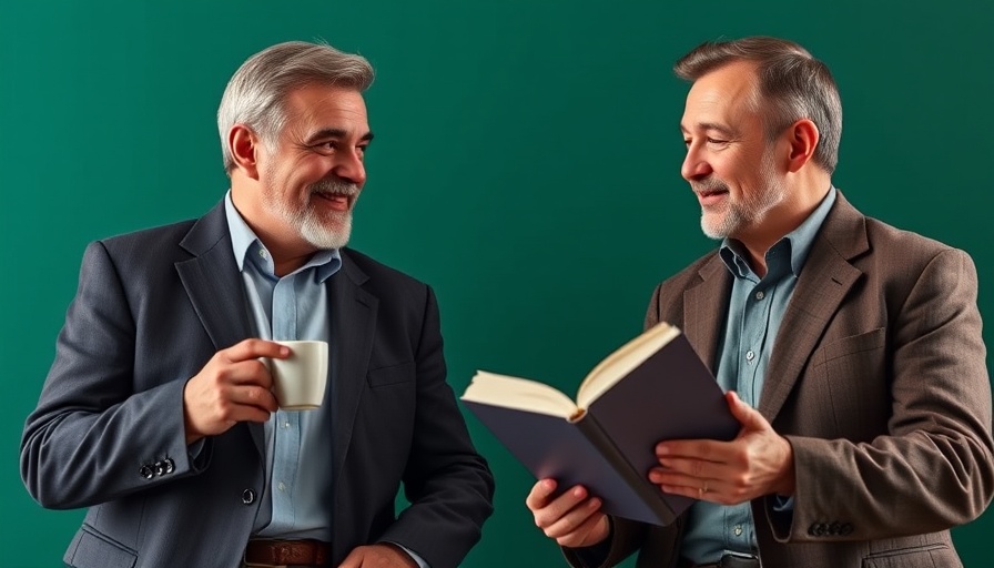 Two men discussing theological triage with calm expressions.