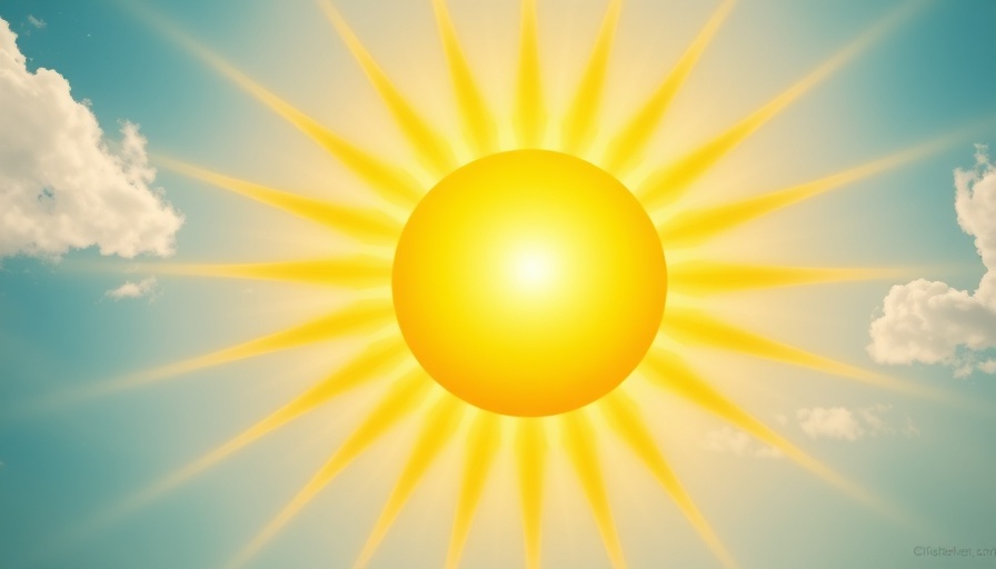 Radiant sun symbolizing belief in families with sunrays on a blue background.