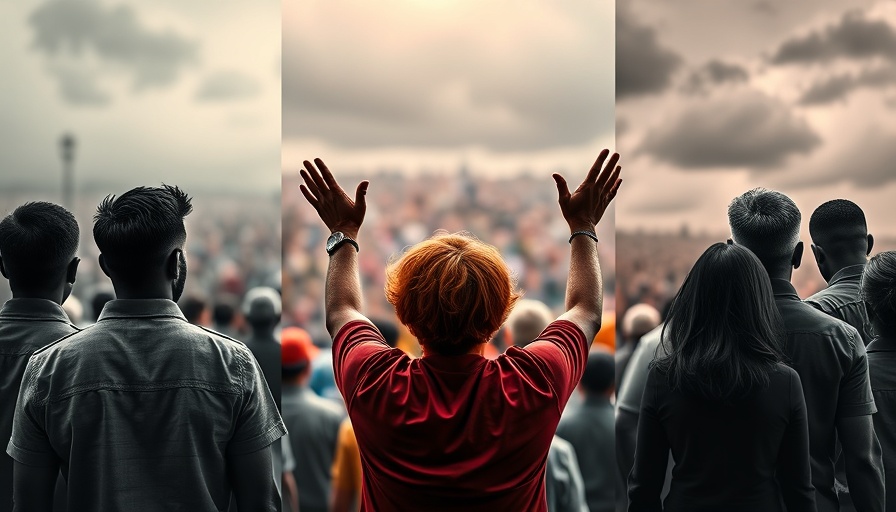 Cinematic triptych of a church community with expressive and contemplative members.