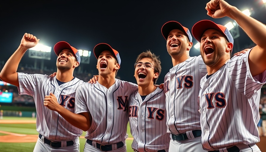 Baseball team celebrating victory with joy and humility.