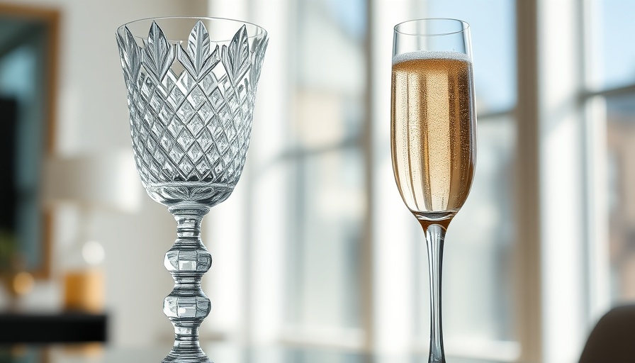 Crystal goblet vs. glass flute with champagne comparison.