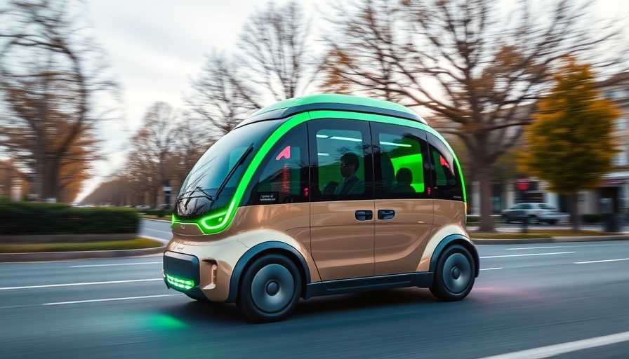 Sleek driverless ride-hail service vehicle on a city street.