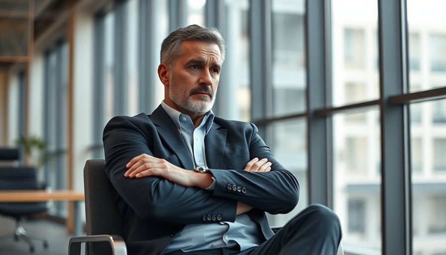 Concerned man in office pondering AI job replacement.