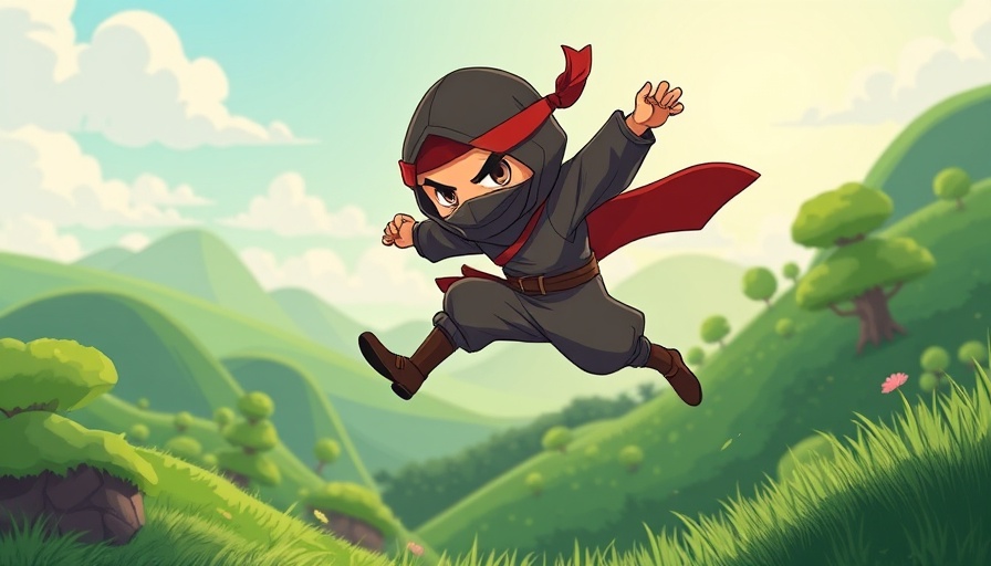 Cartoon ninja browsing like a ninja with AdGuard VPN.