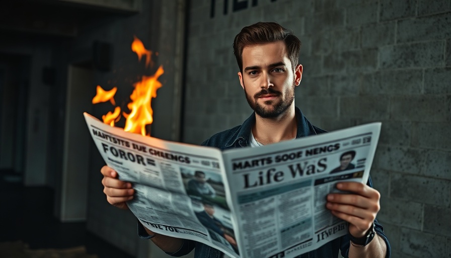 Burning newspaper held by sitting man, AI copyright lawsuit against Cohere context.