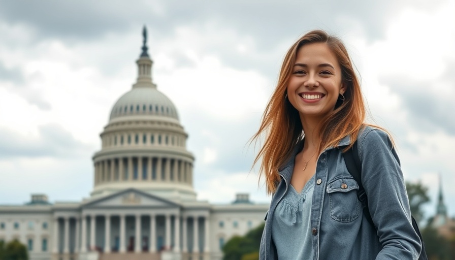 Smiling woman standing in front of Capitol building, WOOP Method for Achieving Goals