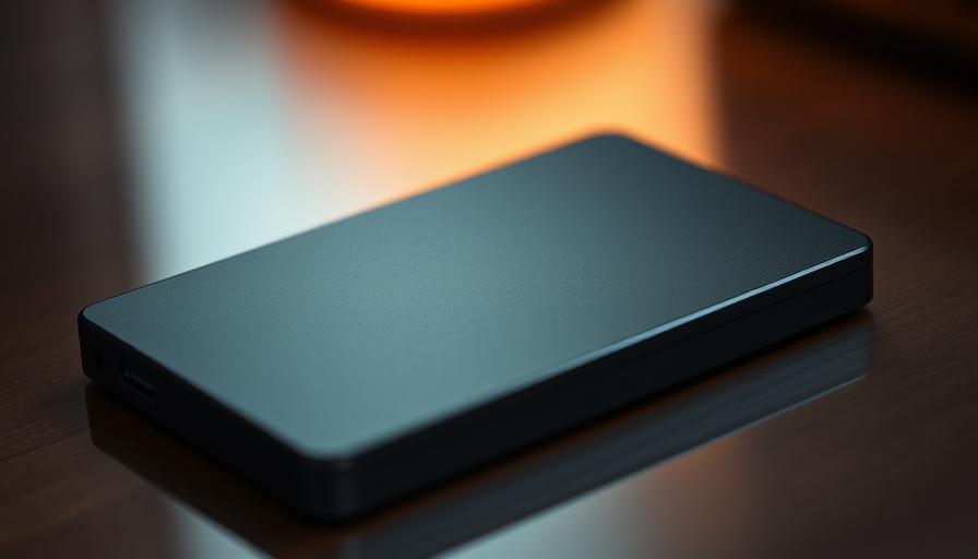 Sleek black external SSD for gaming 2025 with handle.