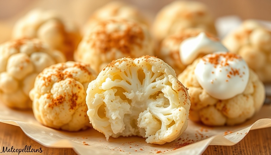 Delicious cauliflower balls recipe topped with cinnamon and frosting.