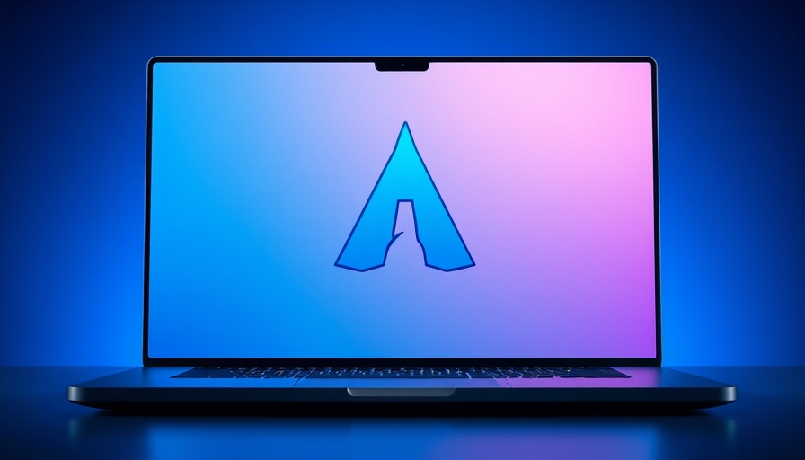 Illustration of Arch Linux logo and interface on laptop