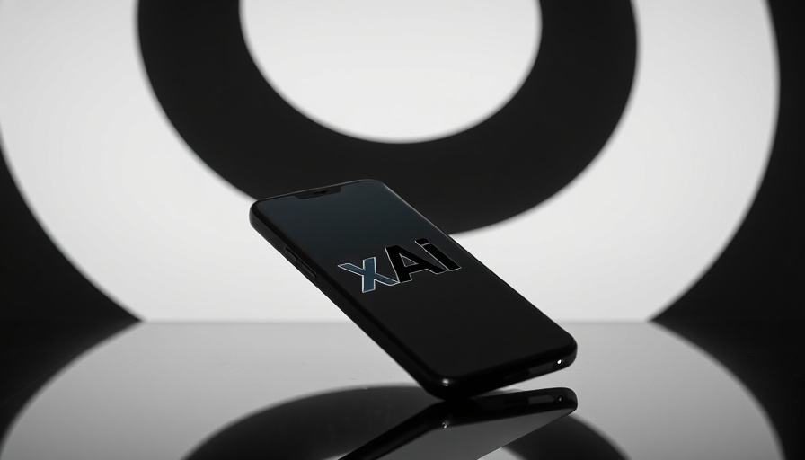 xAI logo displayed on smartphone amid tech-focused backdrop.