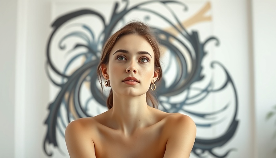 Serene young woman in collaborative AI art setting.