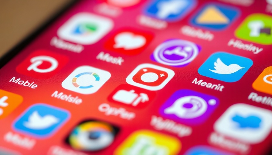 Social media app icons on a smartphone screen close-up.