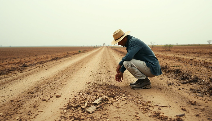 Solitary figure on barren land reflecting North Korea hunger crisis.