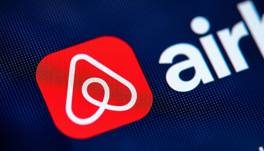 Airbnb app logo close-up on digital screen