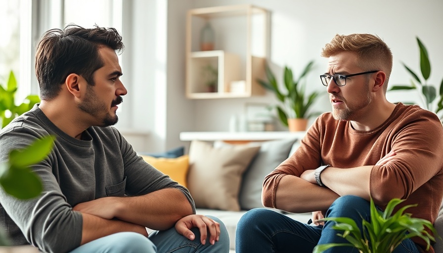 Emotional regulation for parents, stressed couple in a modern living room.