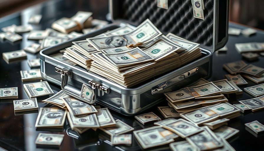 Stacks of dollar bills in a briefcase illustrating financial impact of chip tariffs 2025.