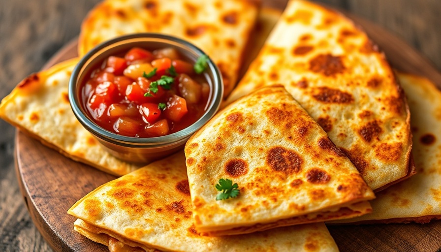 Crispy quesadilla slices with salsa, ideal healthy snack.