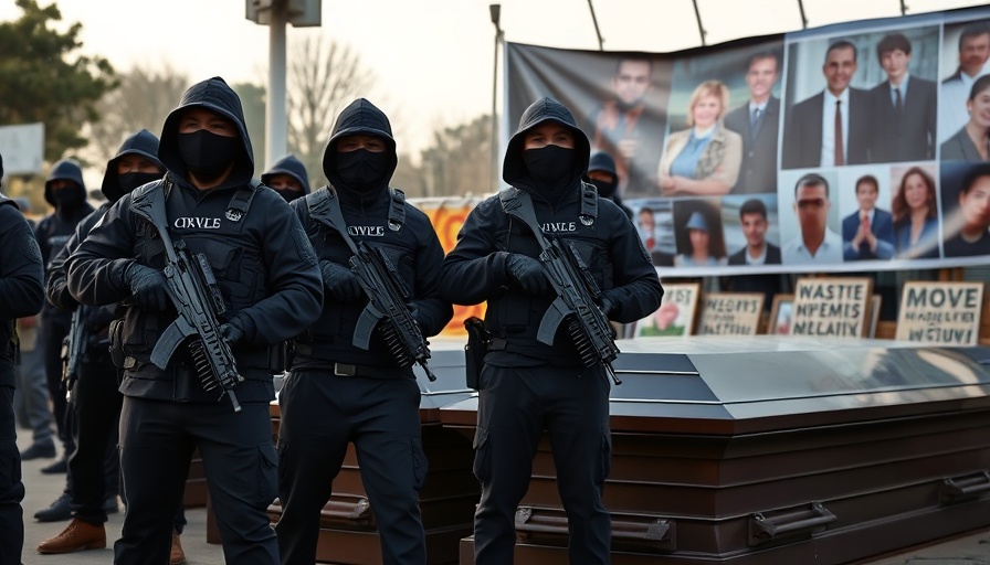 Hamas Asks for Body Back protest scene with symbolic coffins.