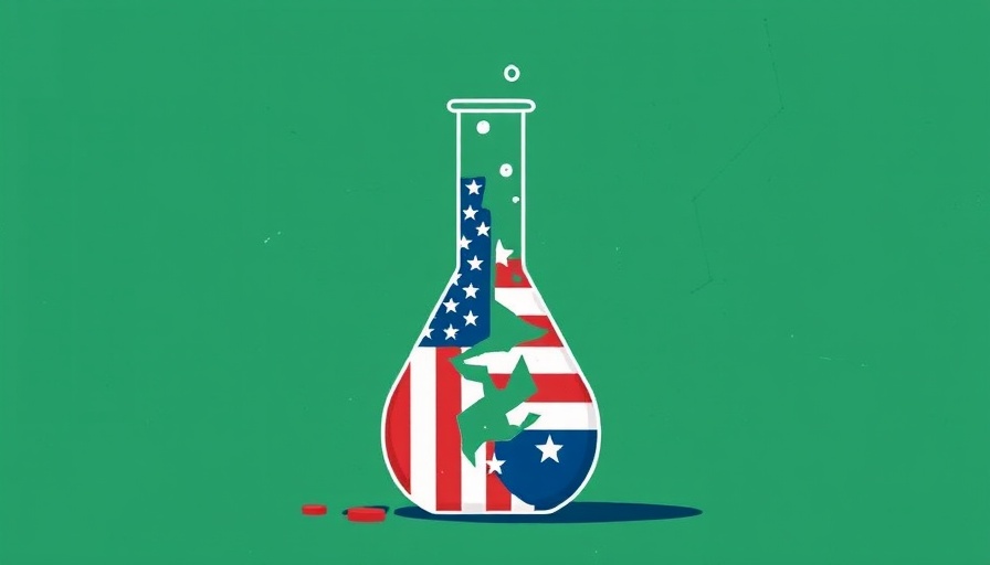 Abstract image symbolizing US Science Leadership with broken flask.