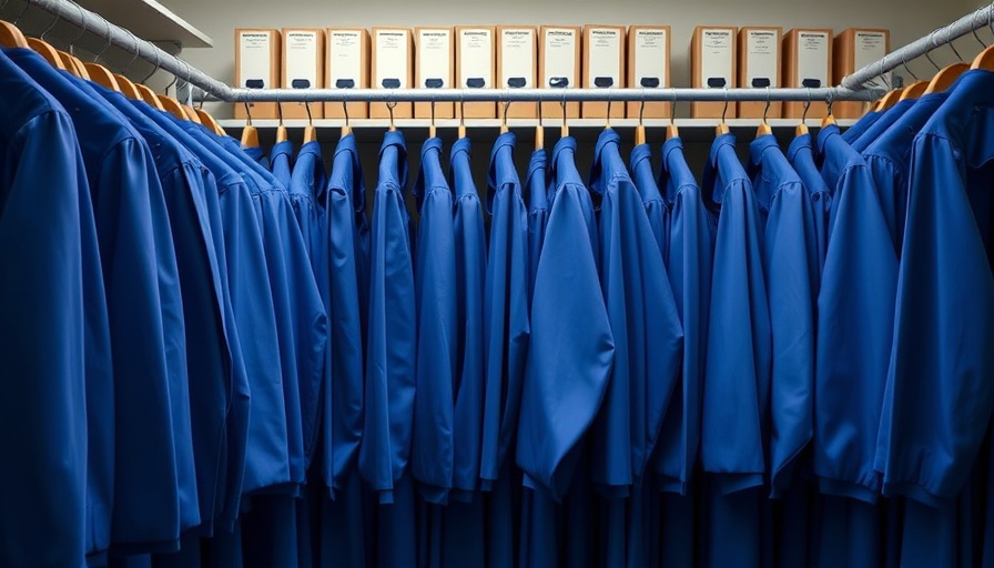 Blue choir robes symbolizing the importance of congregational singing organized neatly in a closet.