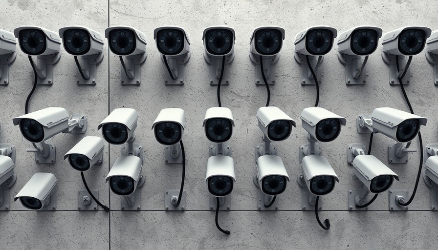 Multiple security cameras arranged on a concrete wall, symbolizing AI workplace monitoring.