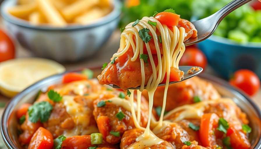 Appetizing Salsa Fresca Chicken Bake with fresh ingredients on spoon