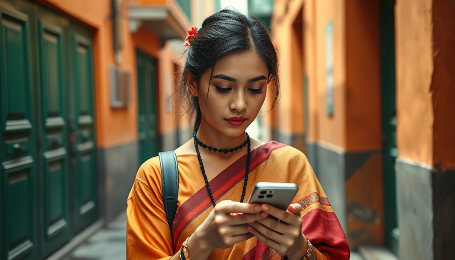 Woman in a red dress using a phone on a city street. Ways to fight back against spam phone calls.