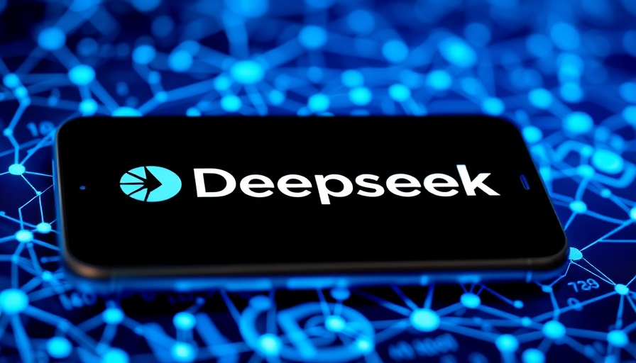 DeepSeek logo on smartphone with digital background representing profit margins concept.