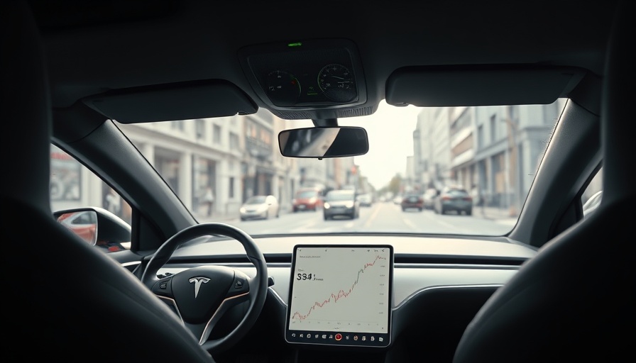 Tesla interior with digital graph showing used Tesla prices depreciation.