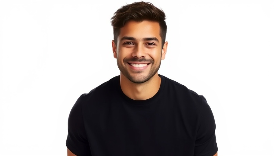 Young man with Mach Industries shirt smiling at camera