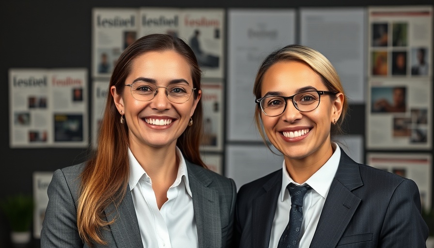 Business professionals smiling confidently on magazine cover.