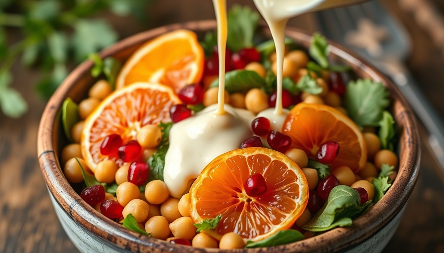 Colorful winter salad recipe with chickpeas and orange.