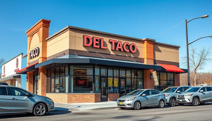 Del Taco store exterior in Colorado under clear sky.