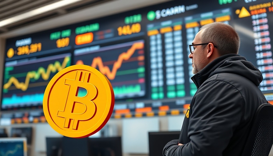 Man observing Bitcoin trading data on screen, Strategic Bitcoin Reserve.