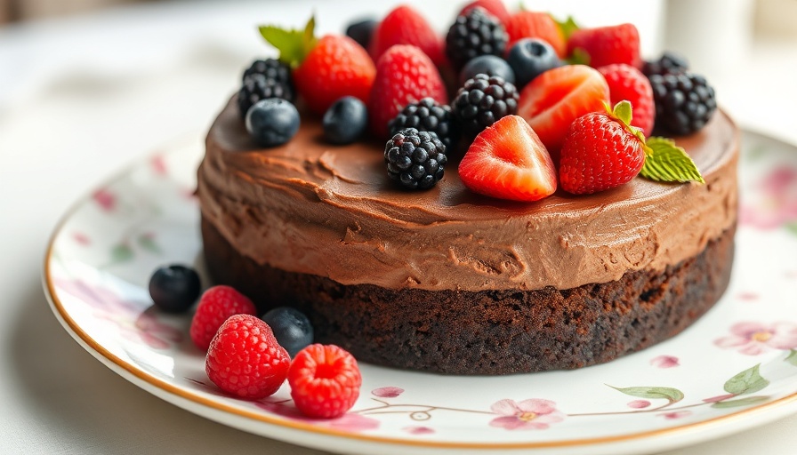 Rich Chocolate Berry Mousse Cake with vibrant mixed berries