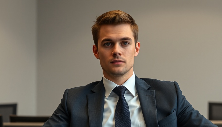 Professional young man in business attire in an office setting.