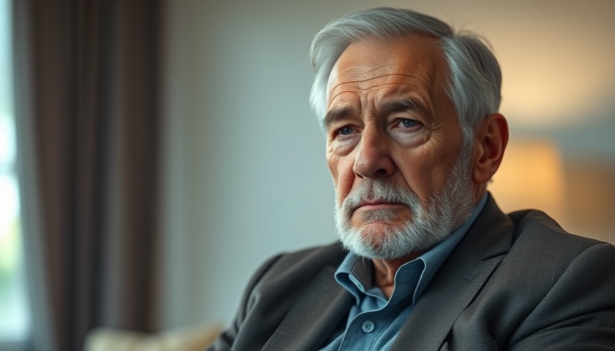 Distinguished man indoors with serious expression, soft lighting.