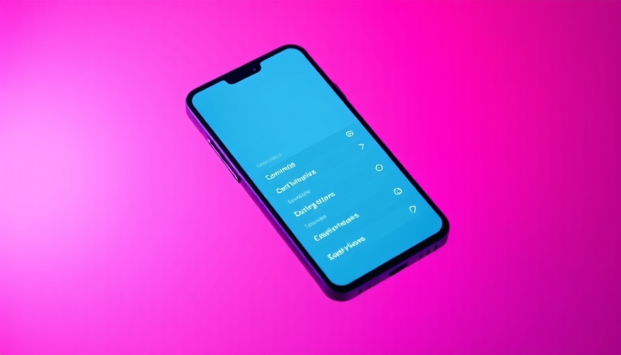 Minimalist phone with menu against vibrant gradient background.