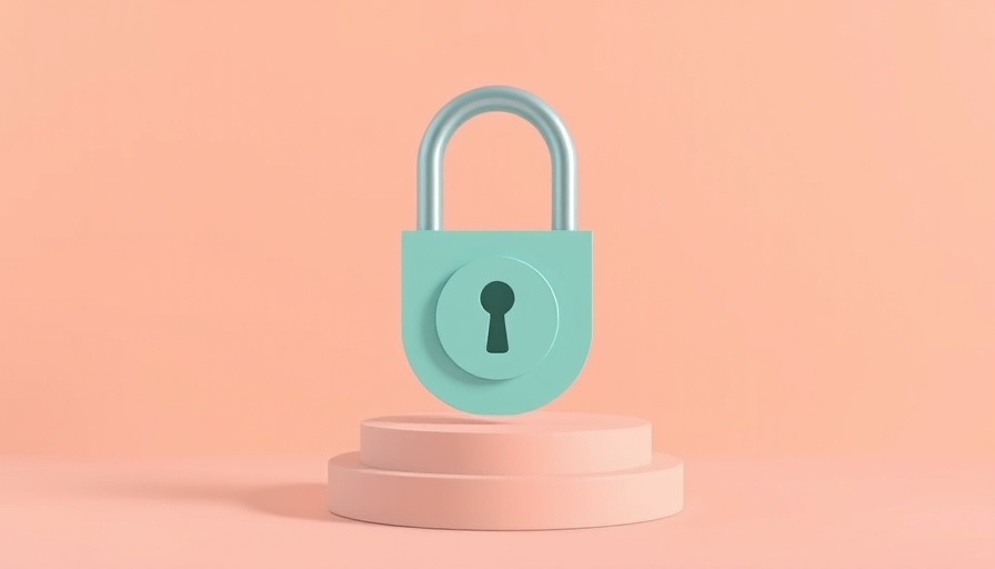 Minimalistic 3D padlock on podium symbolizing DeepSeek AI security.