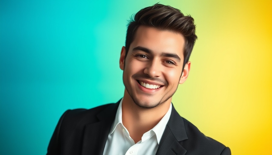 Brandon Edelman in a blazer on gradient backdrop.