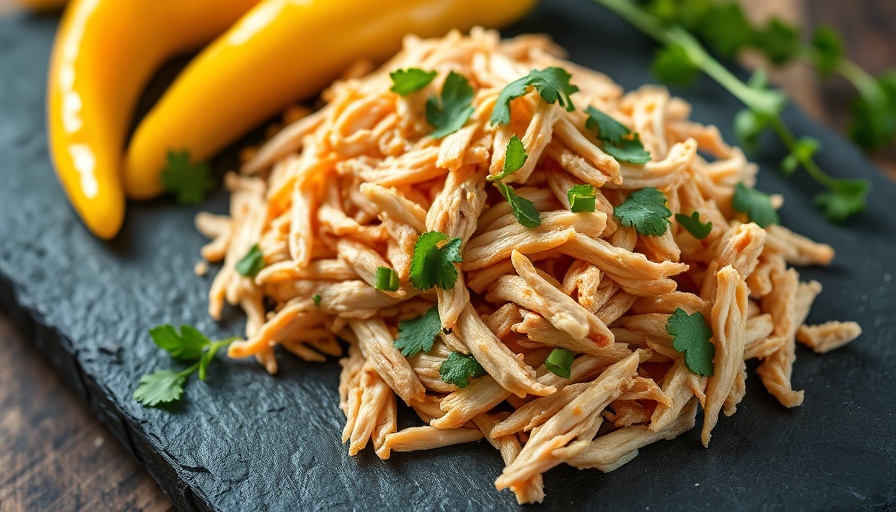 Low-carb shredded chicken recipe with herbs and peppers.