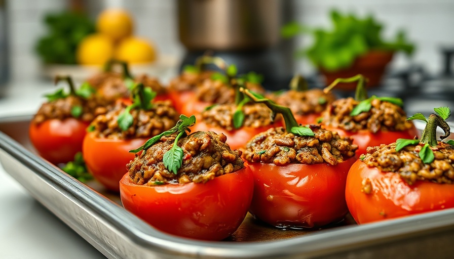 Low-carb main dishes: roasted stuffed tomatoes with fresh herbs.