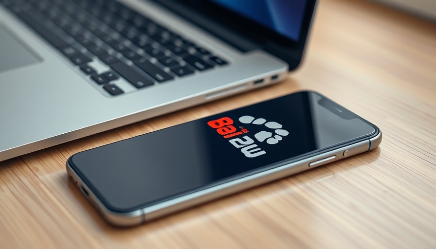 Smartphone showing Baidu logo beside a laptop on a desk.
