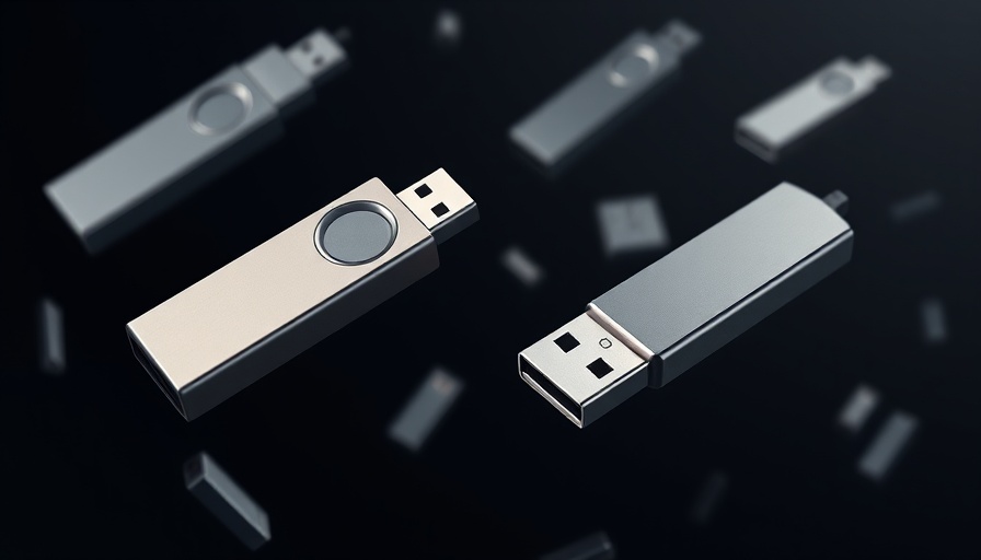 Sleek metal USB flash drives floating, highlighting storage options.