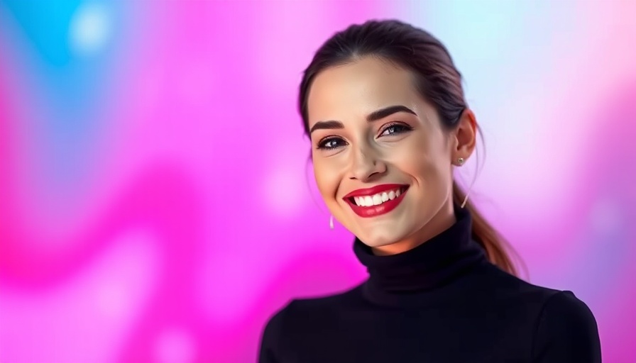 Elegant woman smiling against colorful abstract background, Erika Ayers Badan Food52 media lab
